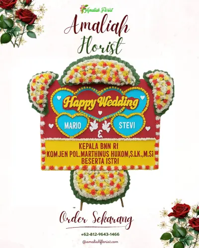 Karangan Papan Bunga Pernikahan di Tekung